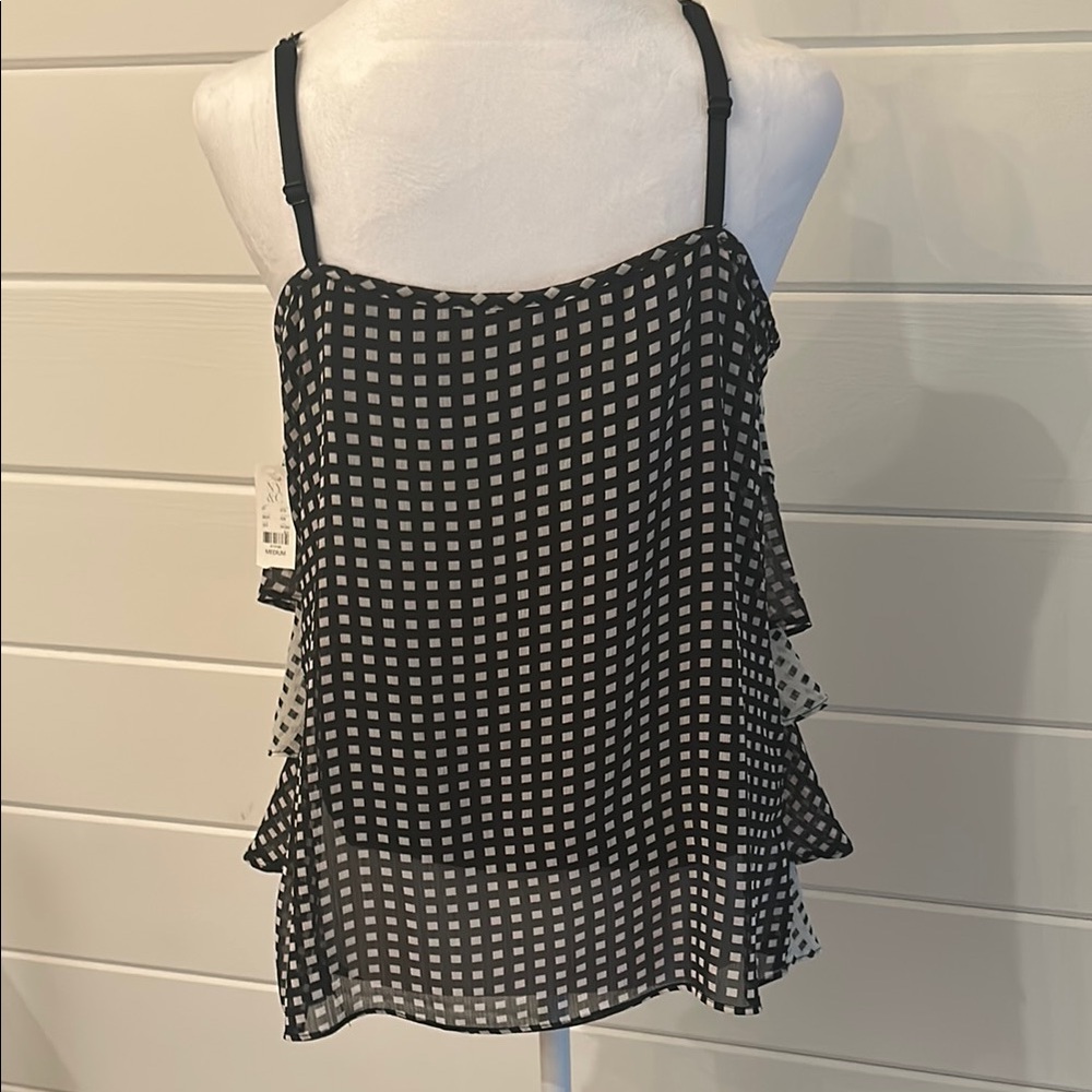 New York & Company Black and White Tiered Camisole - Picture 10 of 16